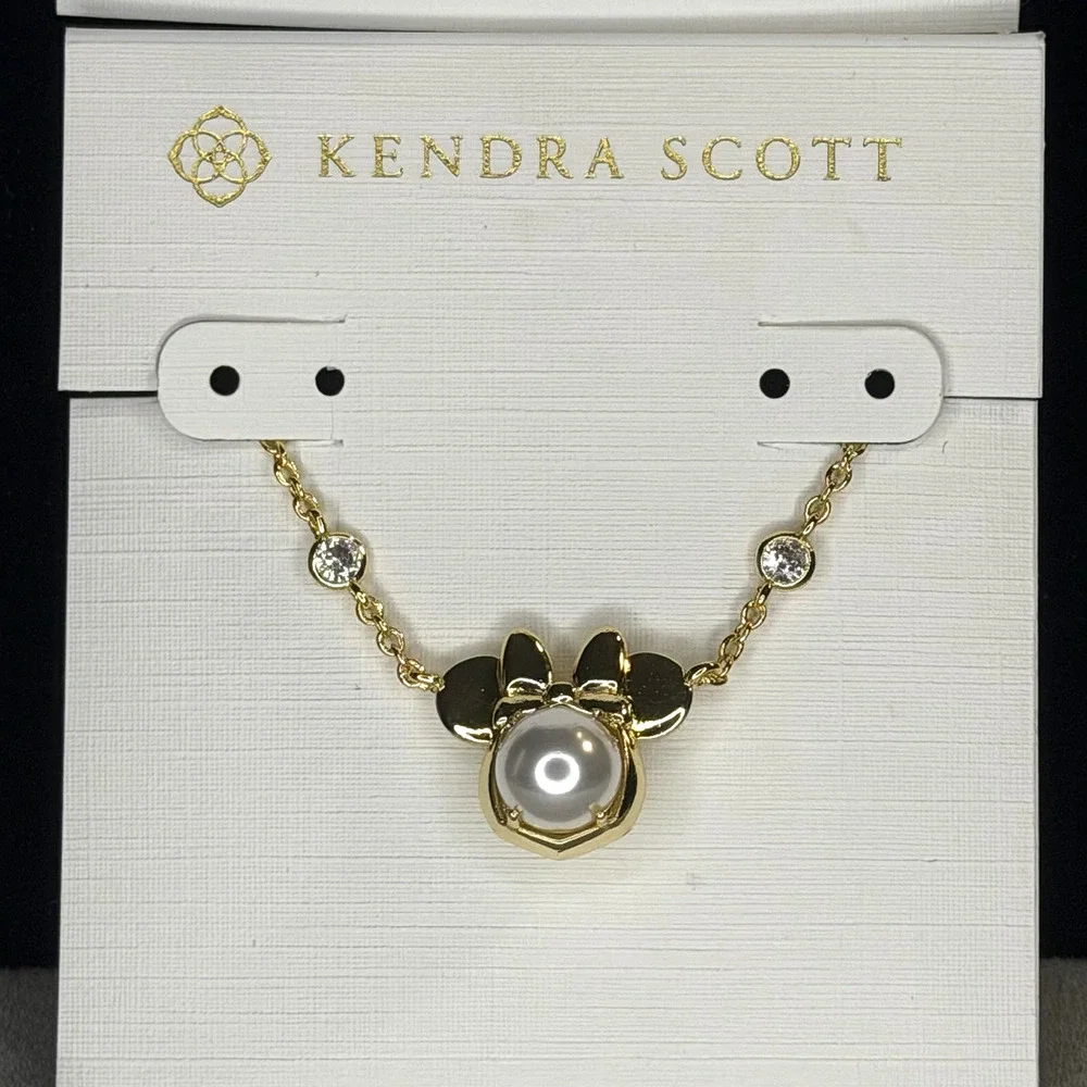 Disney | Kendra Scott Gold Minnie Mouse Earrings & Necklace Set New w Dust Pouch - Picture 5 of 10